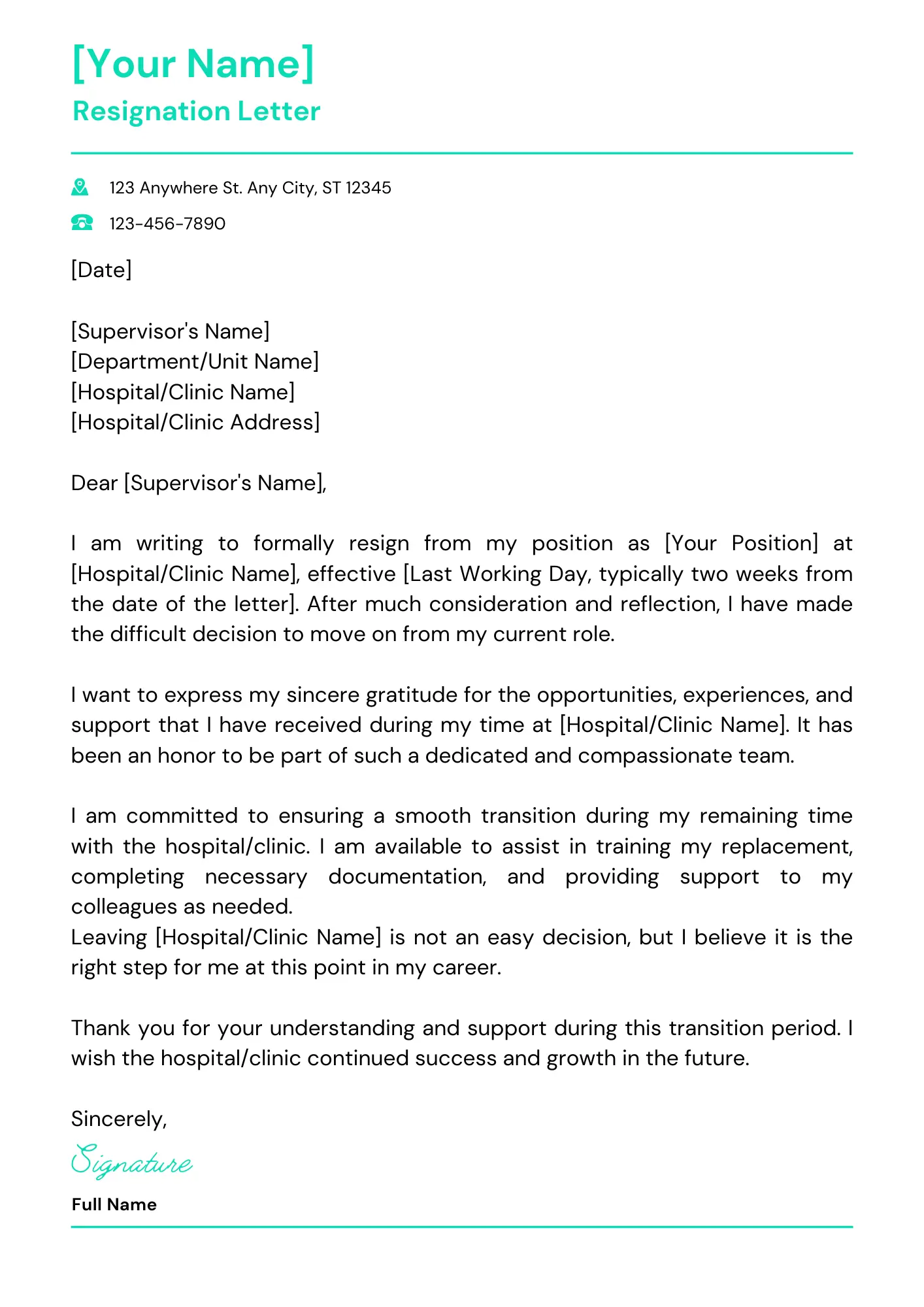 how to write resignation letter for nurses